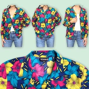 Vintage Notations Floral Oversized Blouse Jacket